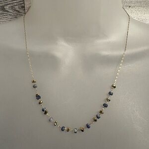 Elegant Gold and Blue Beaded Necklace